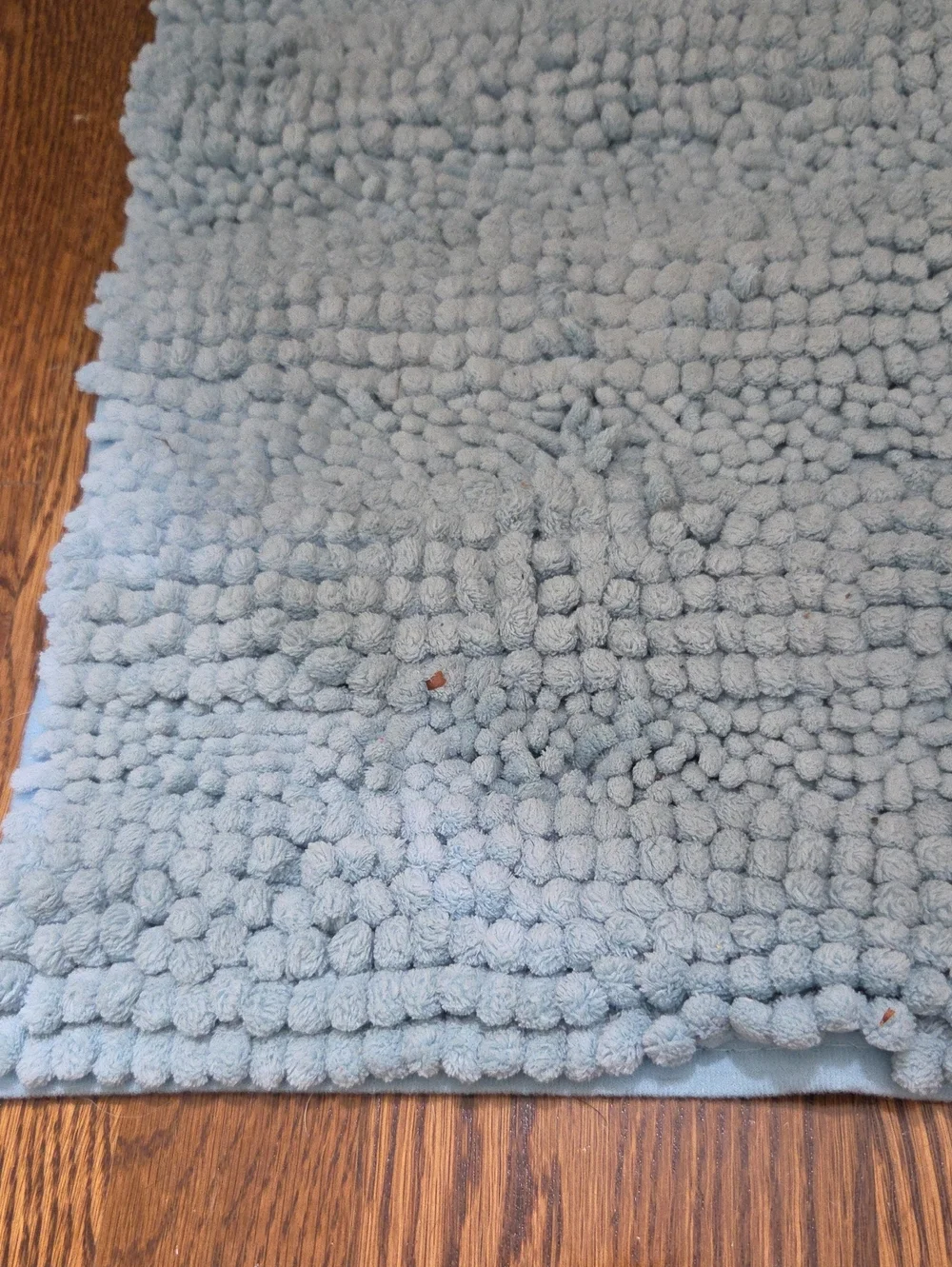 Blue Chenille Bath Mat - Plush Absorbent Bathroom Rug